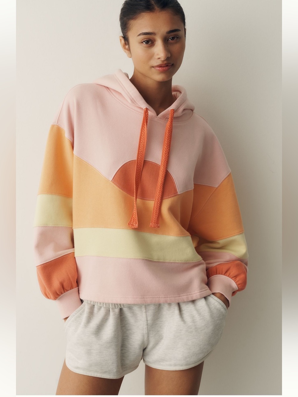 *Like New* ANTHROPOLOGIE x Daily Practice Rise Shine Hoodie SilverPink Combo — S
